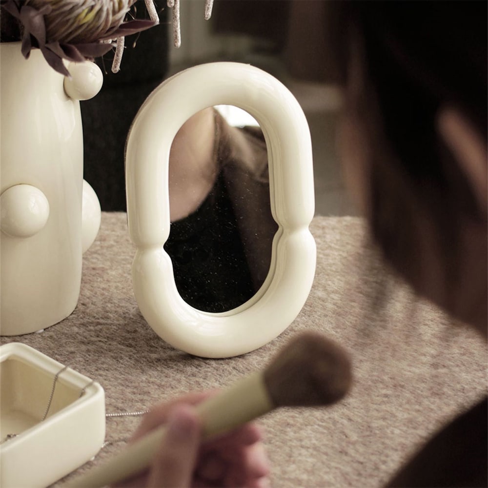 Vanilla Girl Ceramic Makeup Mirror