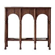Versatile Rectangular Walnut Floor Shelf Console Table