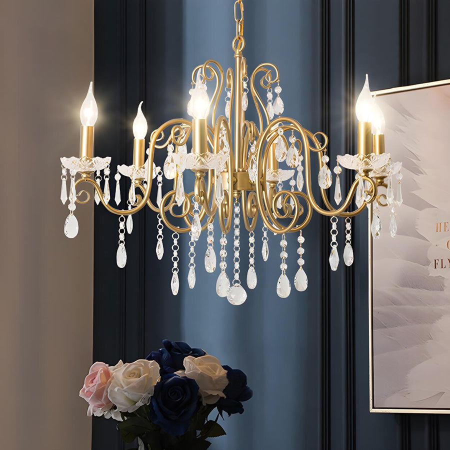 Victorian Swirl Arm Candelabra Crystal Chandelier