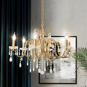 Victorian Swirl Arm Candelabra Crystal Chandelier