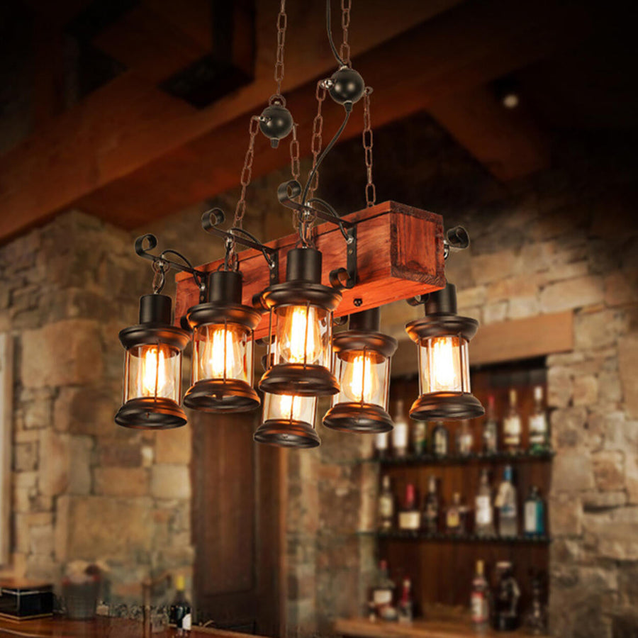 Vintage 6-Light Lantern and Rectangular Island Light