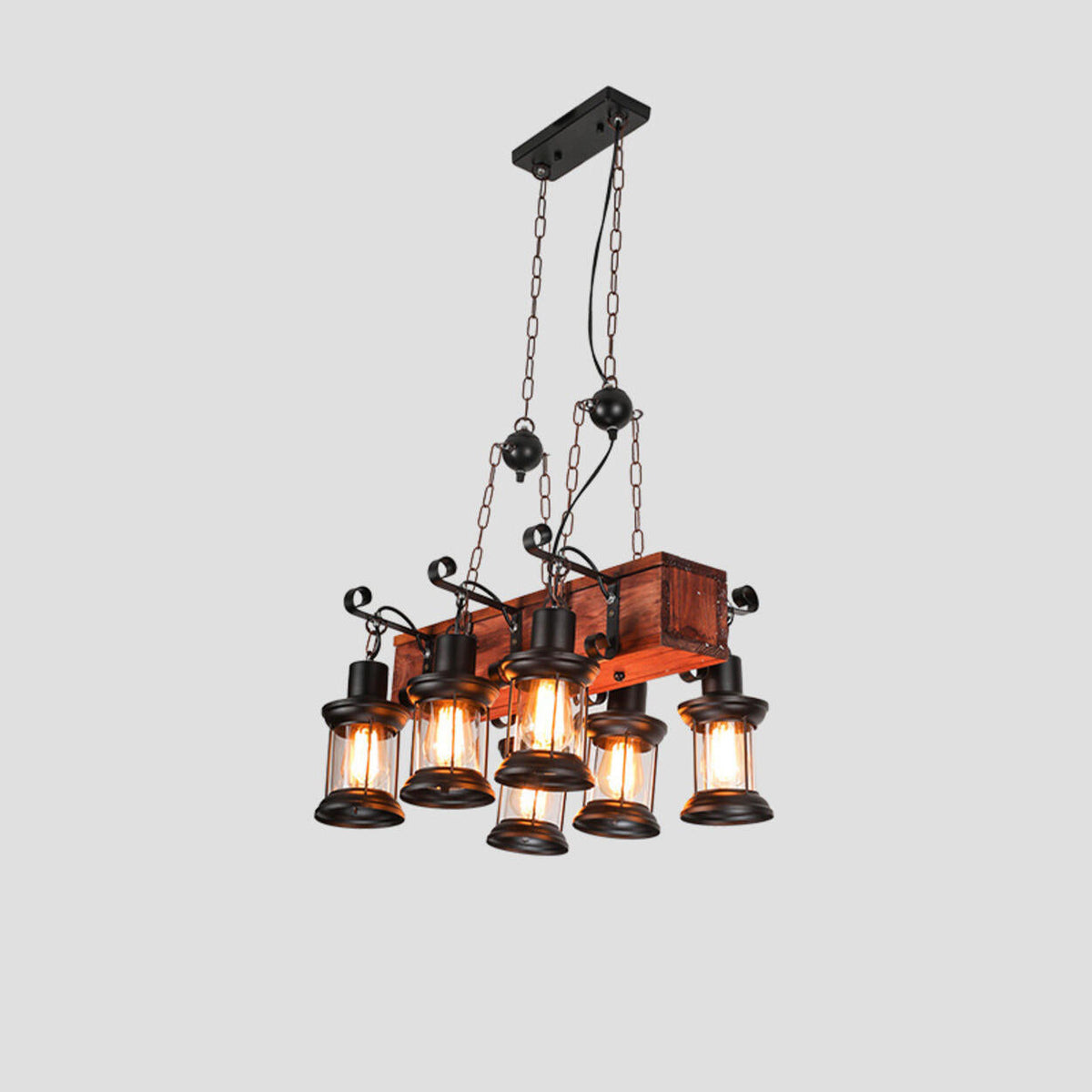 Vintage 6-Light Lantern and Rectangular Island Light