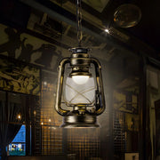 Vintage Antique Restaurant Brass Lantern Pendant Light