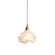 Vintage Brass Flower Frosted Glass Pendant Light