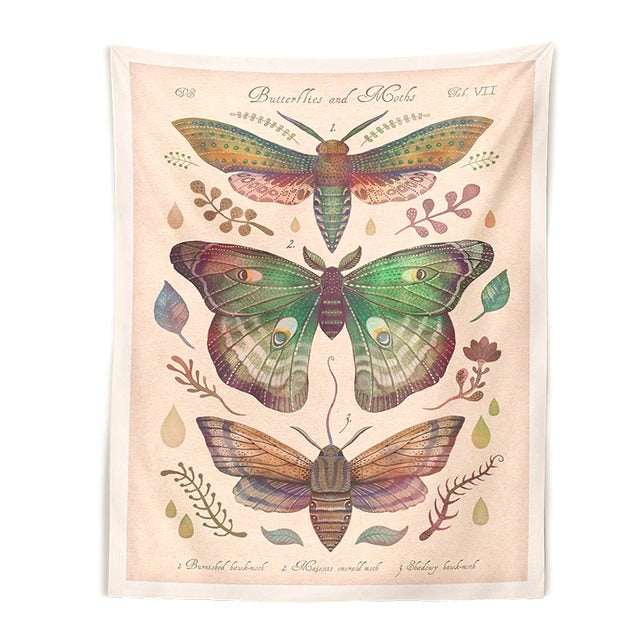 Vintage Butterflies Art Tapestry