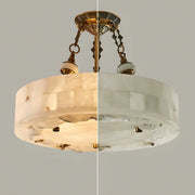 Vintage Circular Alabaster Gold Pendant Light Chandelier