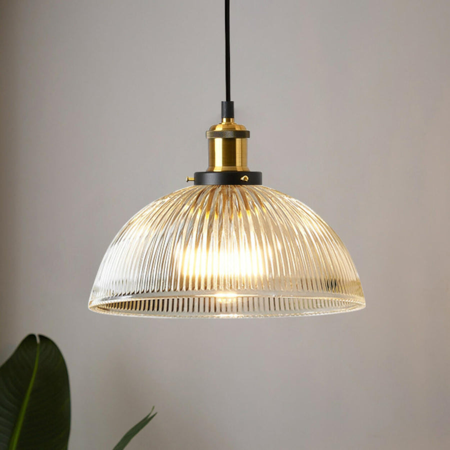 Vintage Classic Dome Ribbed Glass Pendant Lights