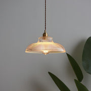 Vintage Clear Glass Rope Bowl Gold Pendant Light