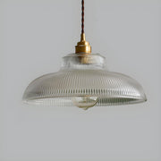 Vintage Clear Glass Rope Bowl Gold Pendant Light