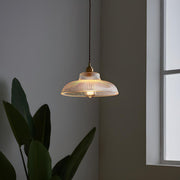 Vintage Clear Glass Rope Bowl Gold Pendant Light