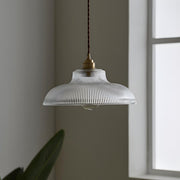 Vintage Clear Glass Rope Bowl Gold Pendant Light