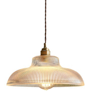 Vintage Clear Glass Rope Bowl Gold Pendant Light