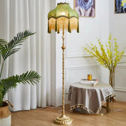 Vintage European Luxury Green Dome Gold Fringe Floor Lamp