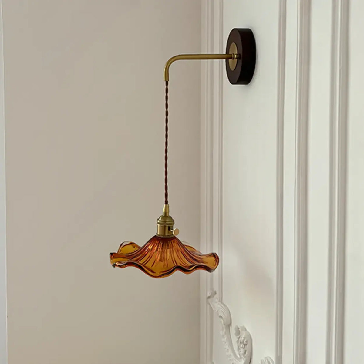 Vintage Flower Amber Glass Pendant Wall Sconce Light