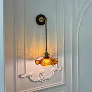 Vintage Flower Amber Glass Pendant Wall Sconce Light