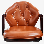 Vintage Genuine Leather Wingback Swivel Solid Wood Bar Stool