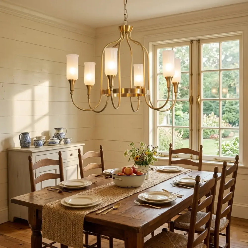 Vintage Gold Adjustable Curved Branch Cage Chandelier