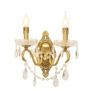 Vintage Gold Crystal Candle LED Wall Sconce Light