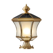 Vintage Brass Solar Lantern Whirlwind Glass Post Pillar Light