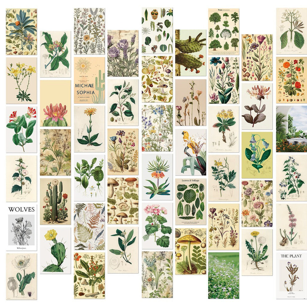 Vintage Herbal Wall Collage Cards Kit