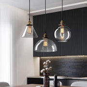 Vintage Industrial Clear Glass Globe Pendant Light