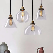 Vintage Industrial Clear Glass Globe Pendant Light