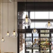 Vintage Industrial Clear Glass Globe Pendant Light