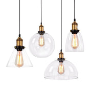 Vintage Industrial Clear Glass Globe Pendant Light