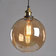 Vintage Industrial Clear Glass Globe Pendant Light