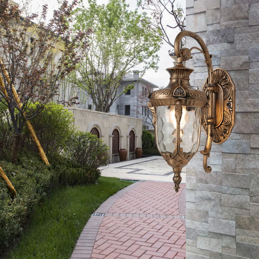 Vintage Lantern Glass Outdoor Ambient Wall Light Bronze