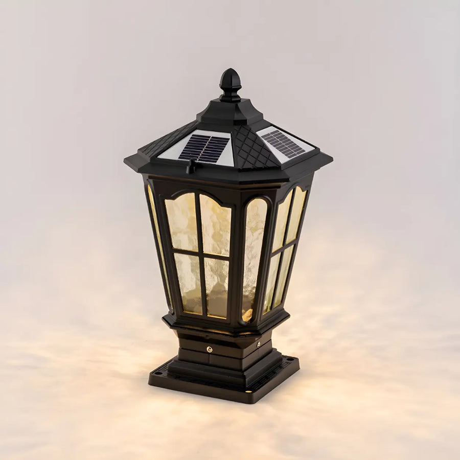 Vintage Lantern Waterproof Solar Outdoor Post Pillar Lamp