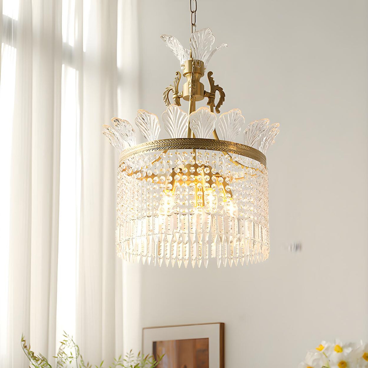 Vintage Round Crystal Ceiling Gold Medium Chandelier