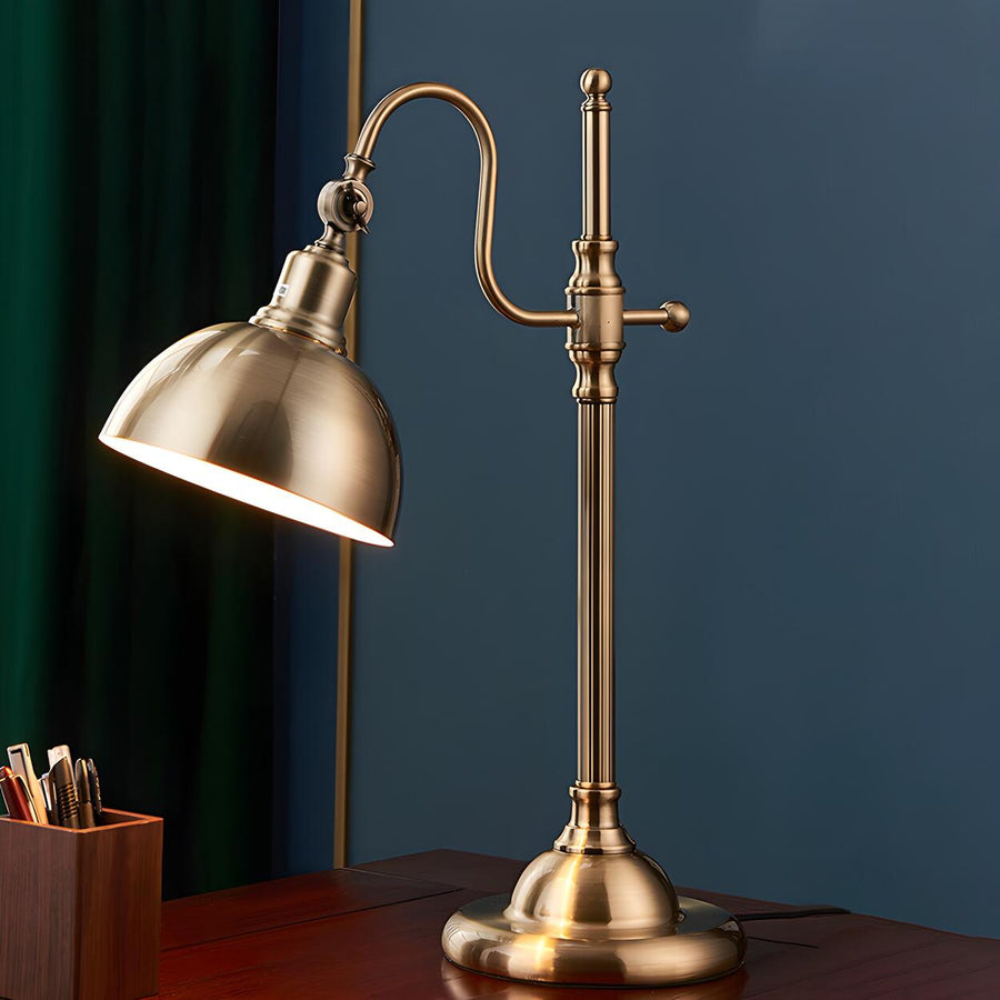 Vintage Luxury Golden Bell Bronze Bedside Table Lamp