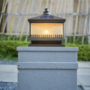 Vintage Square Bronze Metal Outdoor Solar Table Pillar Light