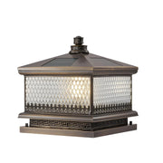 Vintage Square Bronze Metal Outdoor Solar Table Pillar Light