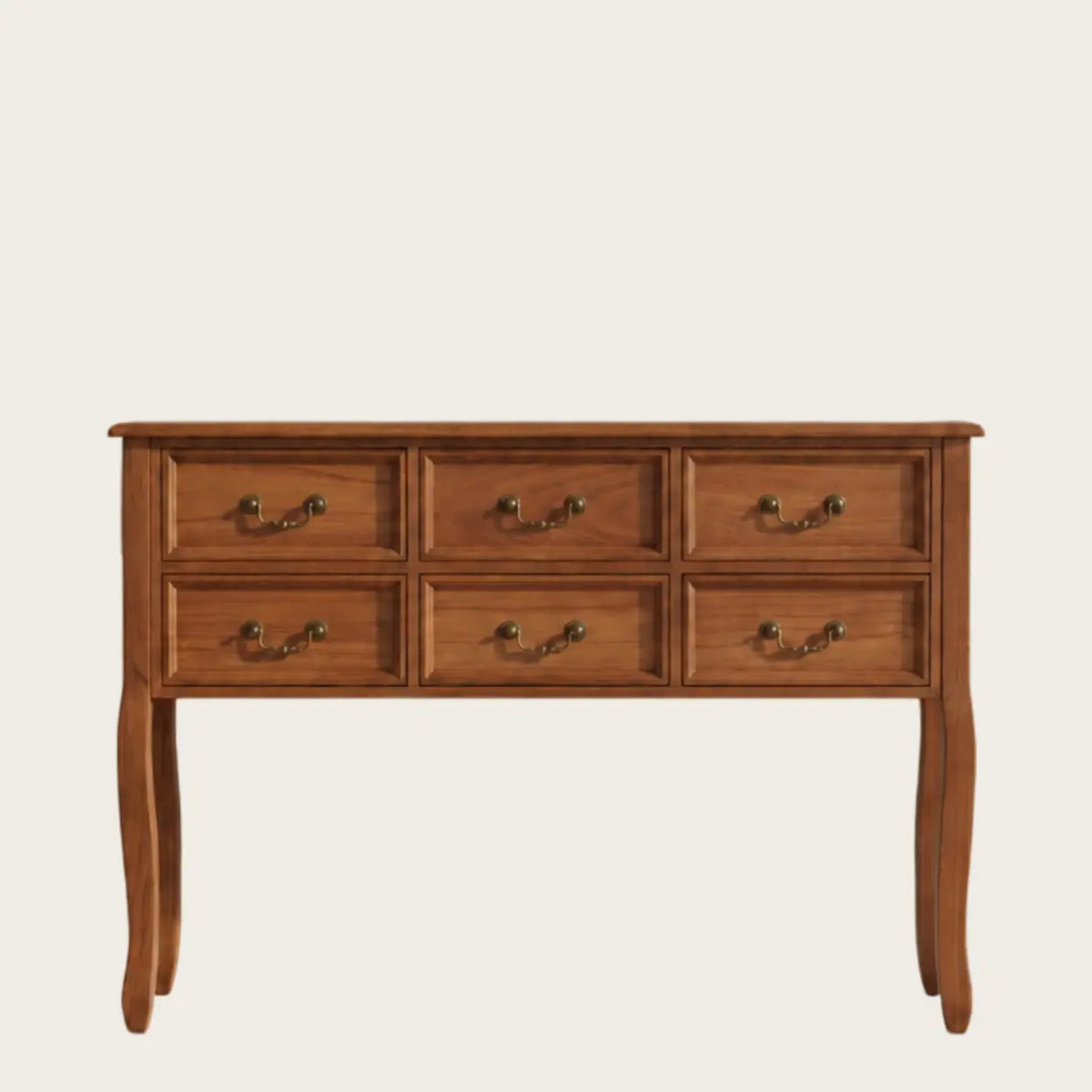 Vintage Walnut Wood Tall Console Table with Drawers
