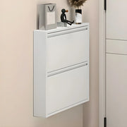 Wall Mounted Entryway White Drop Front Shoe Storage