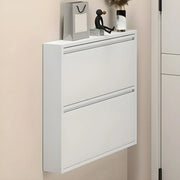 Wall Mounted Entryway White Drop Front Shoe Storage