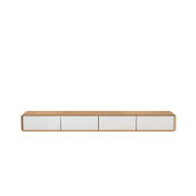 Walnut-Black Wooden Drawers Floating Mount TV Stand