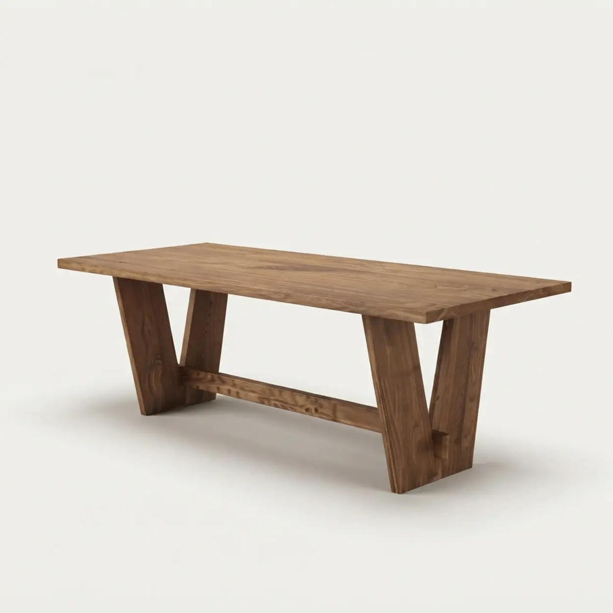 Walnut Finish Solid Pine Wood Rectangular Dining Table with 4 Legs