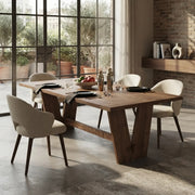 Walnut Finish Solid Pine Wood Rectangular Dining Table with 4 Legs