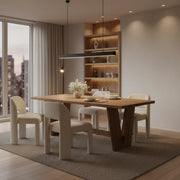 Walnut Finish Solid Pine Wood Rectangular Dining Table with 4 Legs