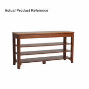 Walnut Rubber Wood Shoe Bench with Adjustable Shelves, 2 or 3 Tier