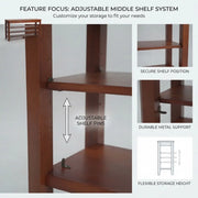 Walnut Rubber Wood Shoe Storage Bench with Adjustable Shelves
