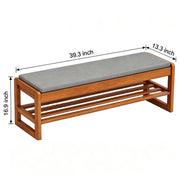 Walnut Solid Wood Shoe Storage Bench with Lift-Top Cushioned Seat