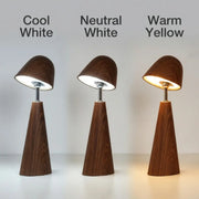 Walnut Wood Grain Ceramic Touch Dimmable LED Table Lamp