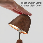 Walnut Wood Grain Ceramic Touch Dimmable LED Table Lamp