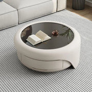 Waterproof Glass Round Storage Nesting Coffee Table