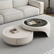 Waterproof Glass Round Storage Nesting Coffee Table