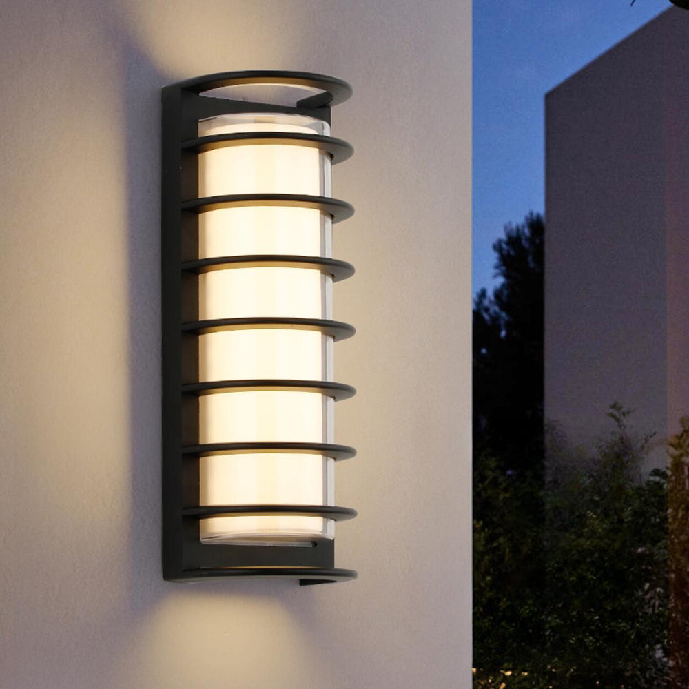 Waterproof Grid Design Black Outdoor LED Wall Sconce